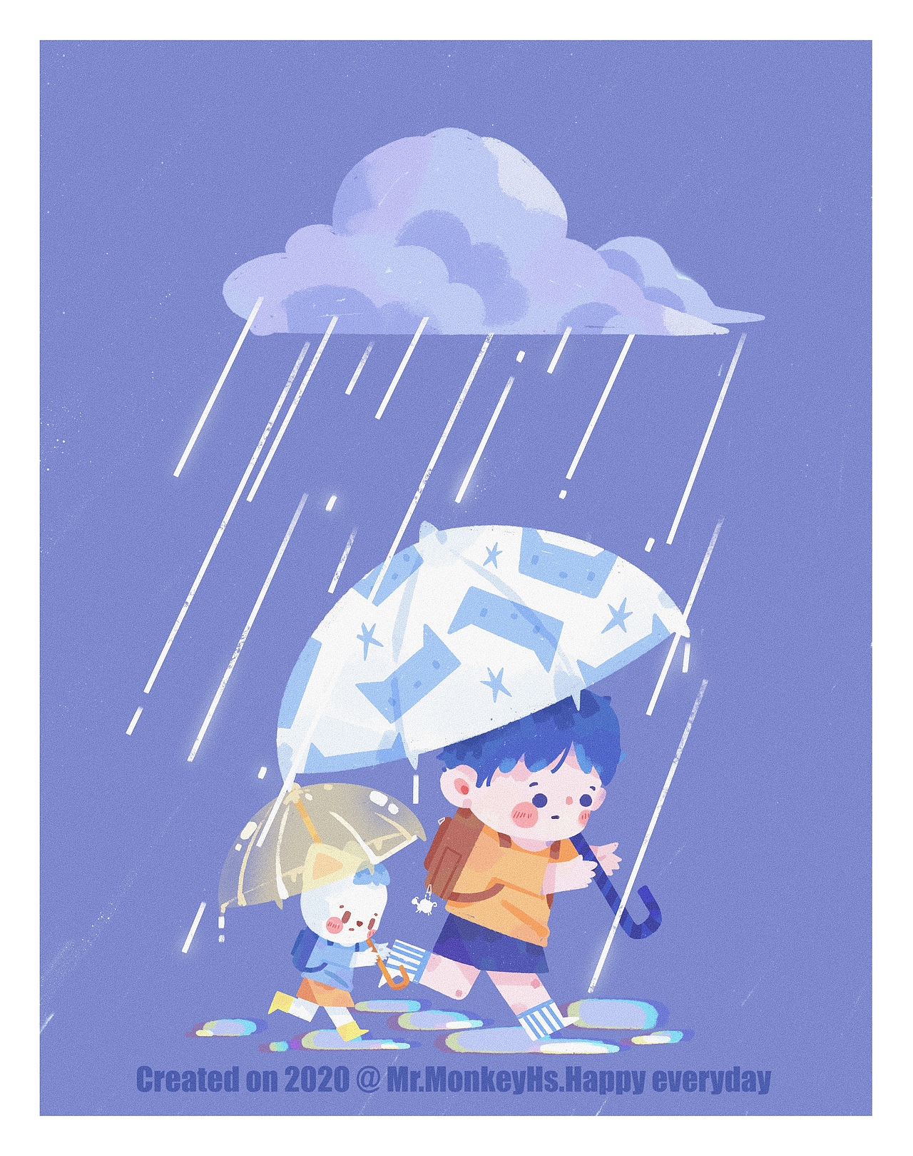 下雨天（图ZMjI4NDQyMTQw） - 儿童插画 - 站酷设计师猴先生Hs原创素材 - 站酷ZCOOL