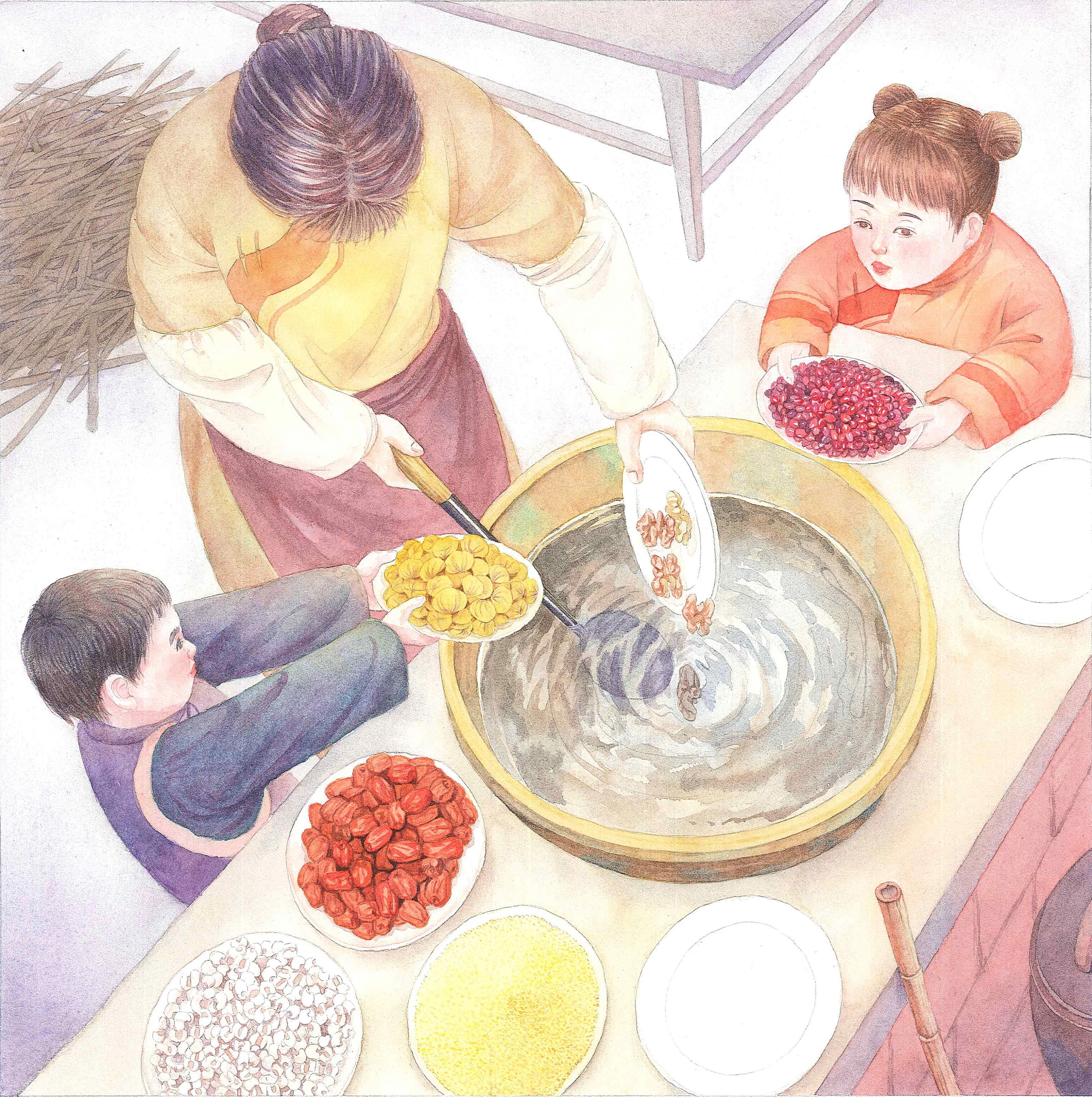 水彩文学插图——《粥》#青春答卷2017#|插画|插画习作|船船巛巛