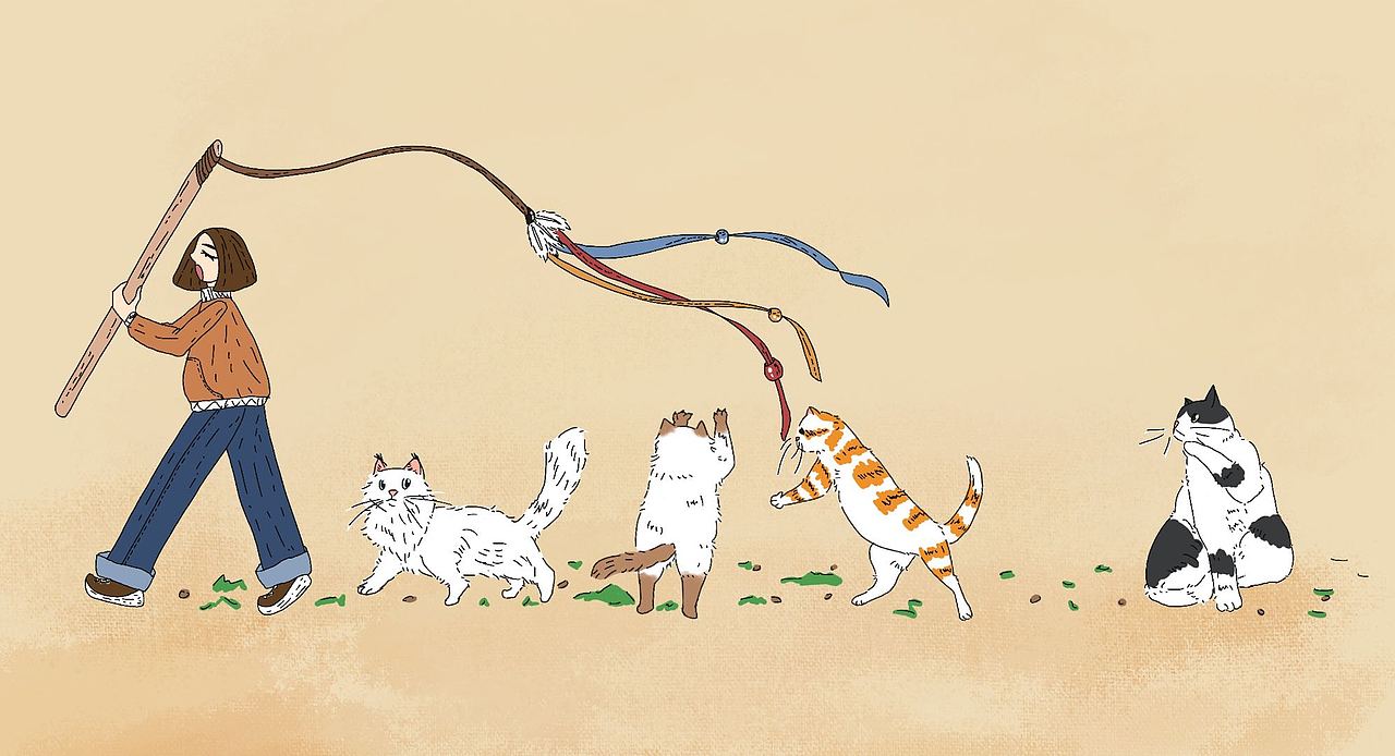 大型逗猫棒（图ZMjMwMDIyMzk2） - 儿童插画 - 站酷设计师宇宙是场梦原创素材 - 站酷ZCOOL