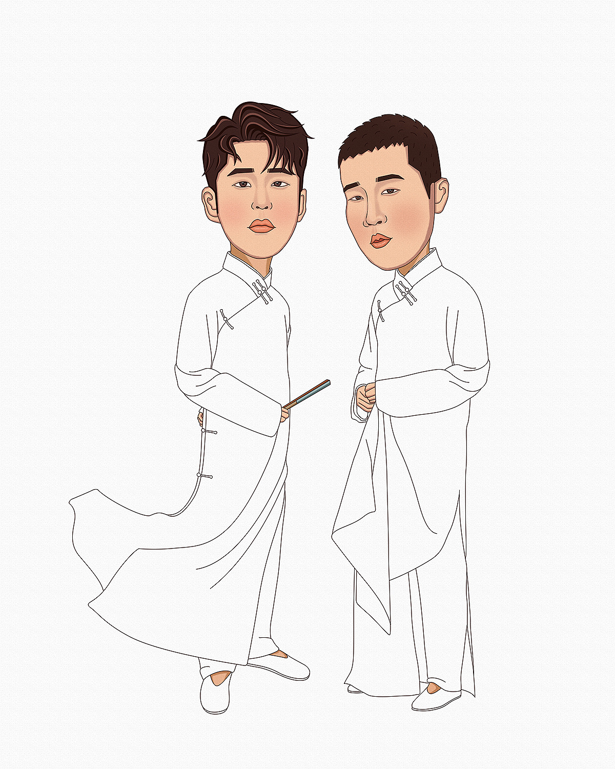 卡通q版人像插画(德云社张云雷杨九郎)