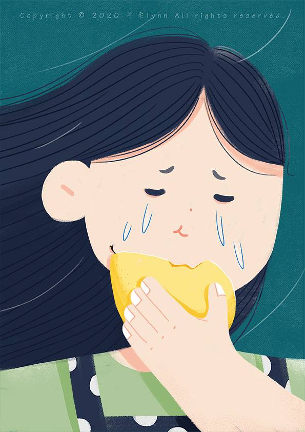 面对各种压力,最后只能慢慢去消化,在寒风中吃着梨子在哭的女孩