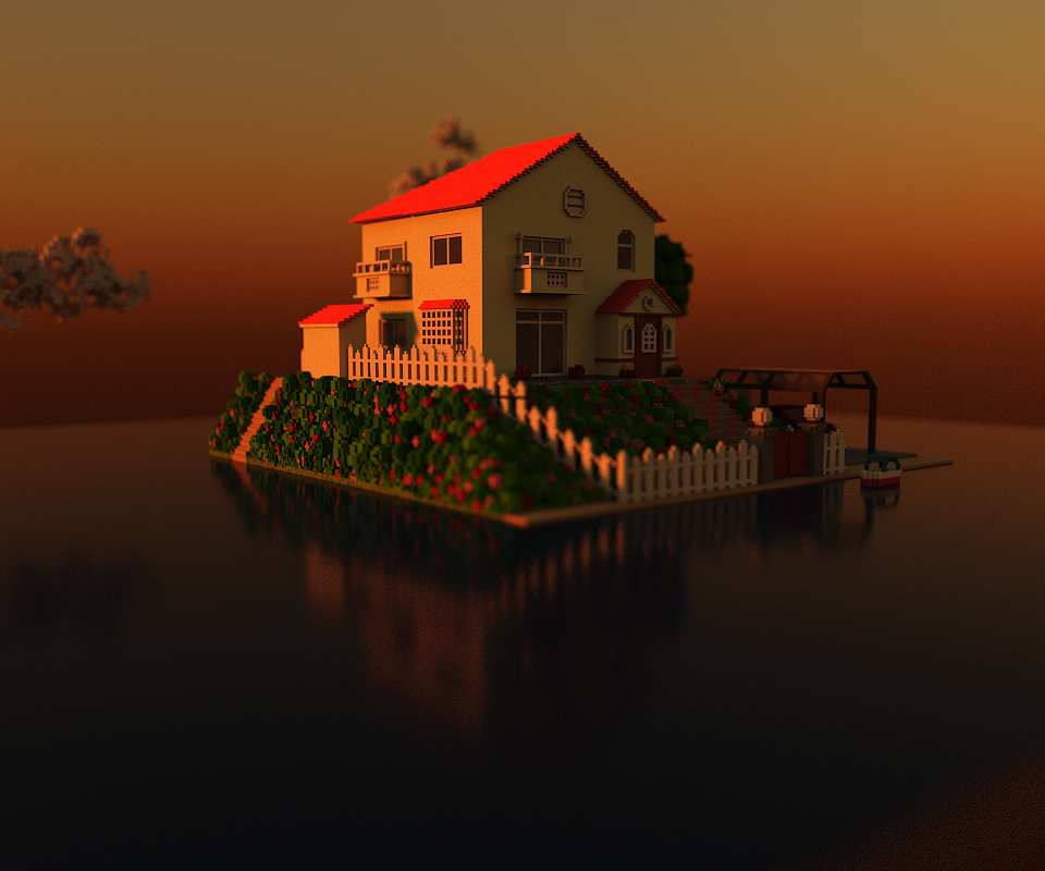 MagicaVoxel小练习：《悬崖上的金鱼姬》场景（图ZMTA5MzI0Mzky） - 场景 - 站酷设计师Jida是几达原创素材 - 站酷ZCOOL