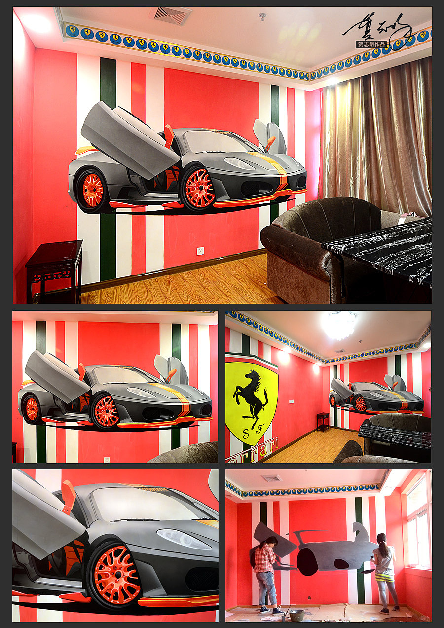画在墙上的豪车集合，选一款把墙砸了开走吧（图ZNzIyNzE0NzI=） - 新锐潮流插画 - 站酷设计师贺志明原创素材 - 站酷ZCOOL