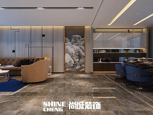 泰安国悦府小区轻奢风格装修设计效果图