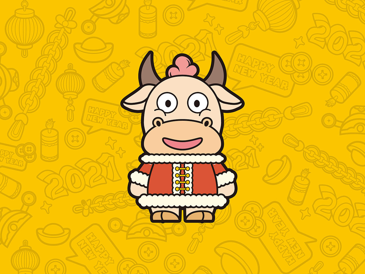 happy 牛 year!-插画练习