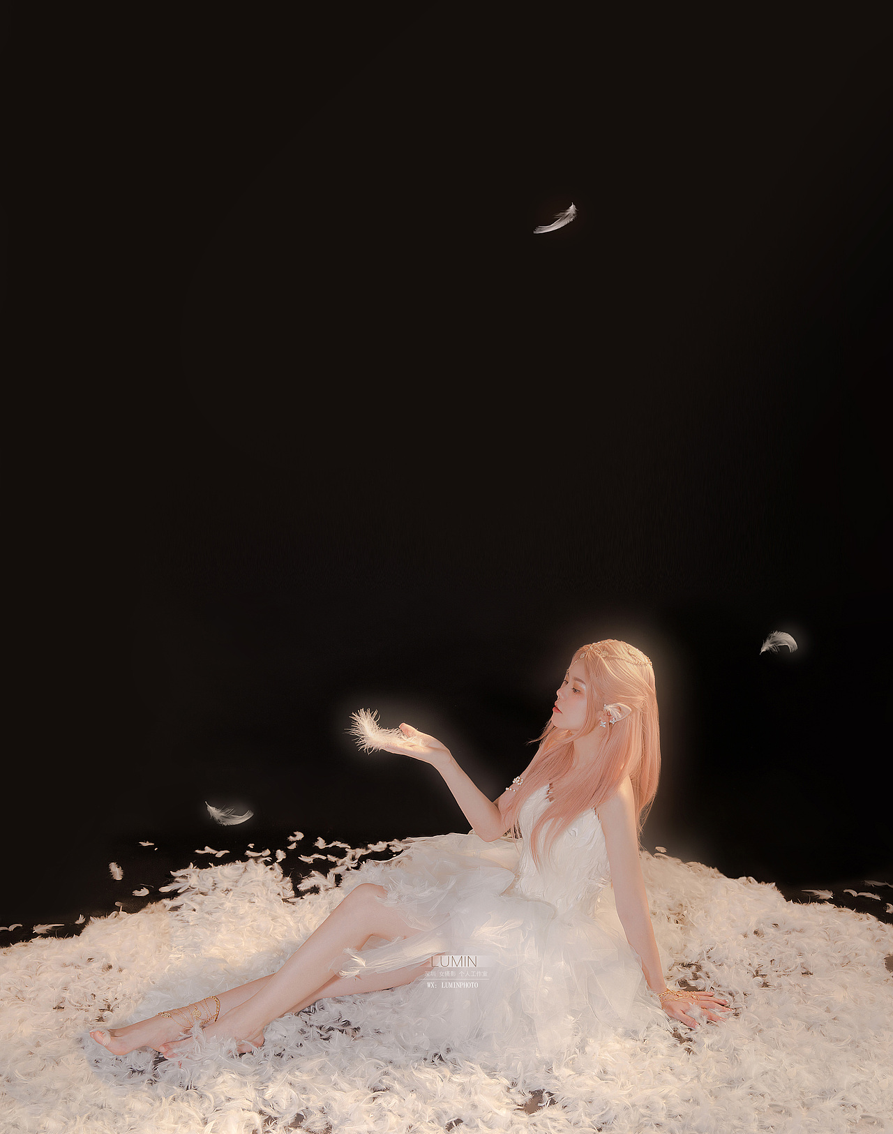 天使少女 羽毛 翅膀 写真拍摄 少女写真精灵