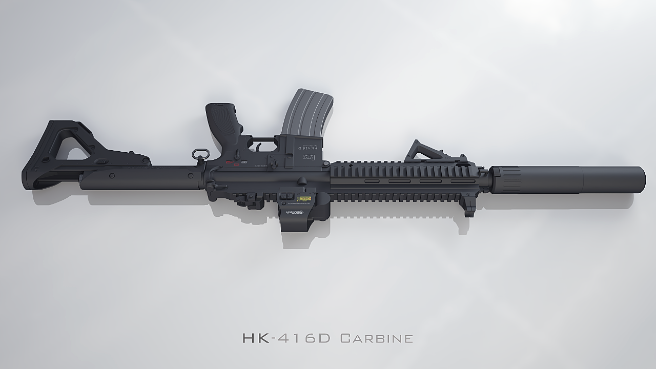 Hk416D Carbine high poly_萝卜钢琴-站酷ZCOOL