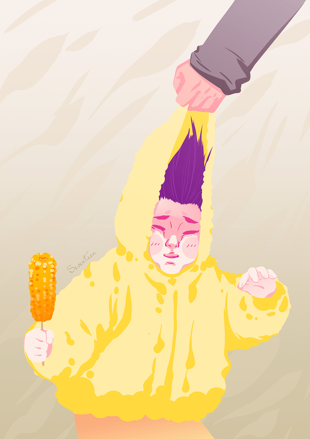 拿着玉米的小姑娘