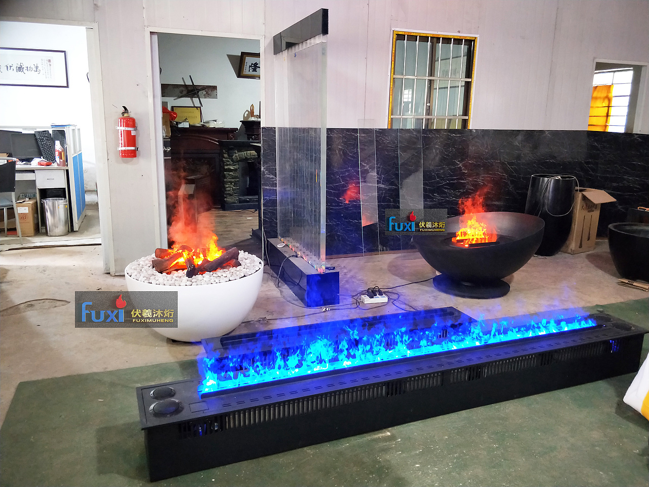 出口西班牙伏羲雾化壁炉圆形篝火盆庭院景观3d壁炉火焰