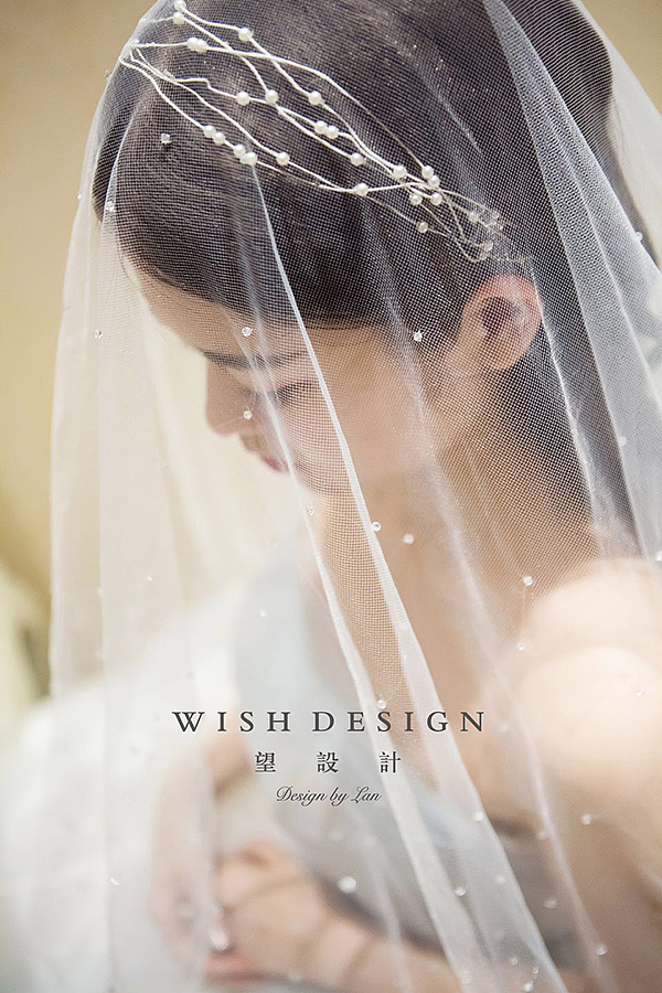 海洋女仙，水晶头纱搭配森系婚纱