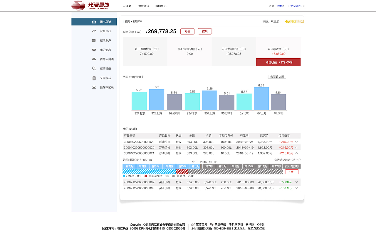 光汇云油PC端网页设计