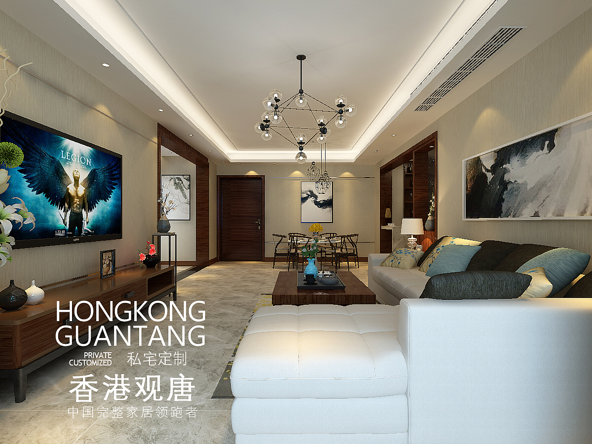 滕州观唐装饰滕州人和天地130平新中式风格装修效果图