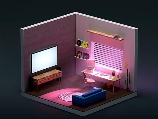 C4D立体小屋