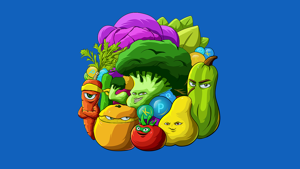 插画手绘卡通-农业农药水果蔬菜-草炸弹虫牛狙击手火箭