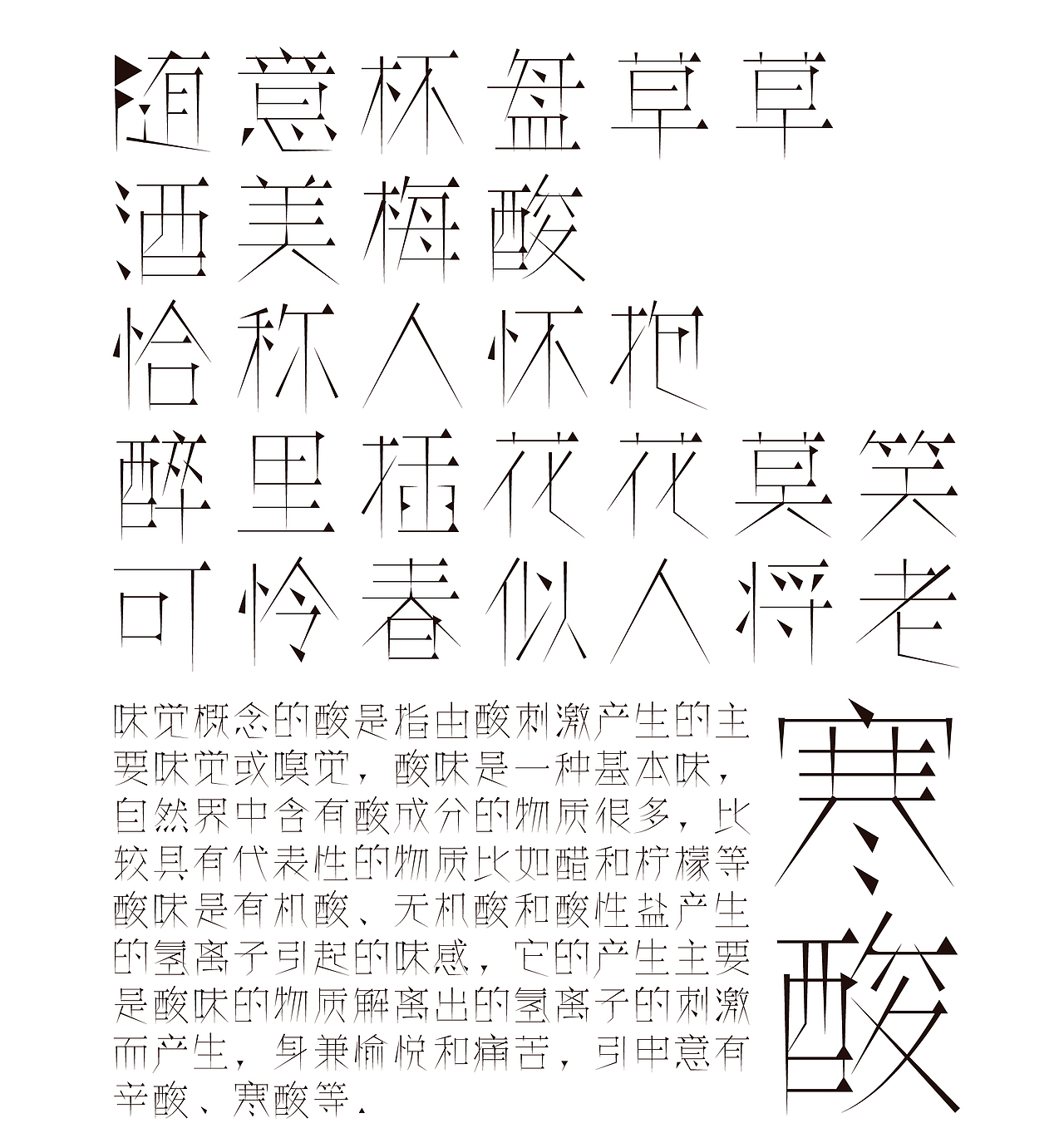 字体实验丨味觉与文字的可能性（图ZMjAyNTYzNzA4） - 字体/字形 - 站酷设计师qinzhoubowww原创素材 - 站酷ZCOOL