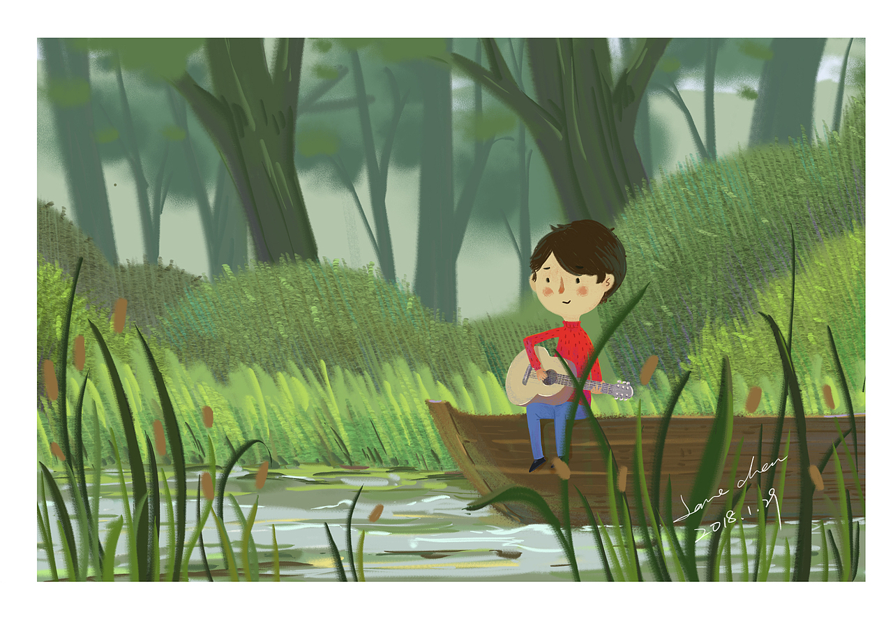 弹琴少年（图ZMTE4NjEwNDY0） - 儿童插画 - 站酷设计师麦田狸原创素材 - 站酷ZCOOL
