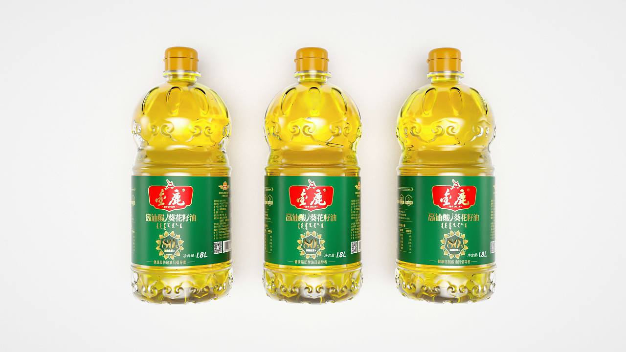 金鹿高油酸葵花籽油 葵花籽油 灵智食用油包装设计