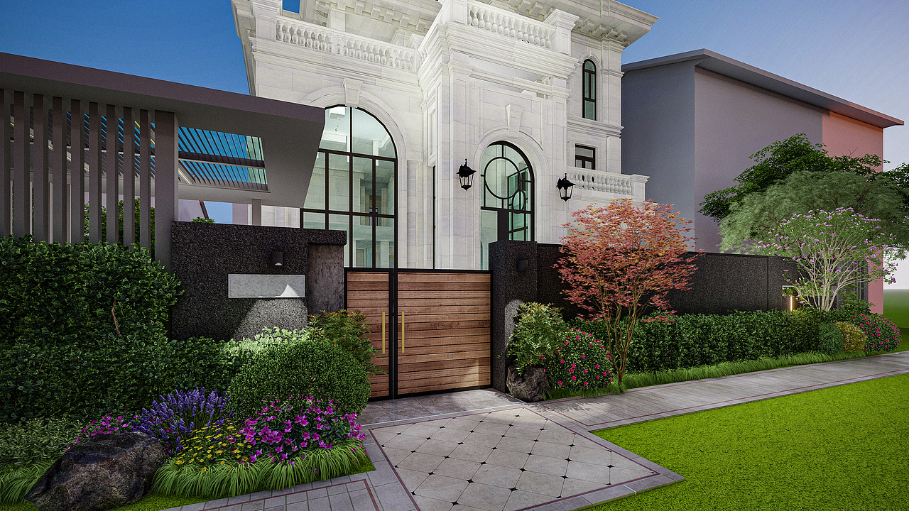 现代简约别墅庭院景观方案（图ZMzMxMDExMTgw） - 景观设计 - 站酷设计师梁西凹原创素材 - 站酷ZCOOL