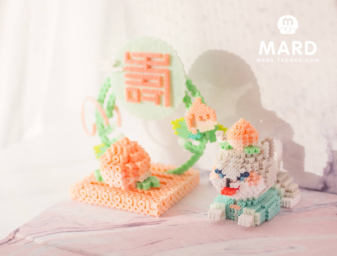 MARD拼豆原创-寿桃哈士奇（图ZMTExNTYyNDY0） - 手办/模玩 - 站酷设计师拼拼豆豆原创素材 - 站酷ZCOOL