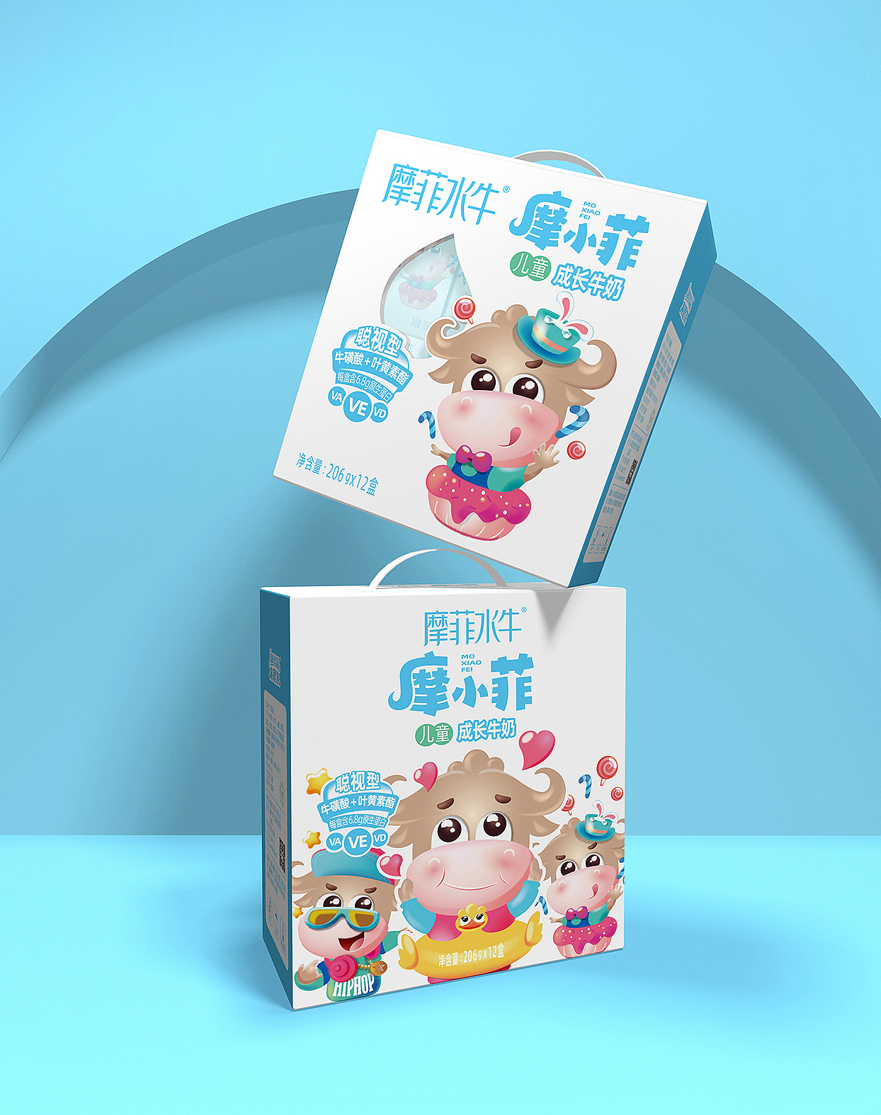 奥格光年/原创案例/《摩小菲儿童牛奶IP&包装》