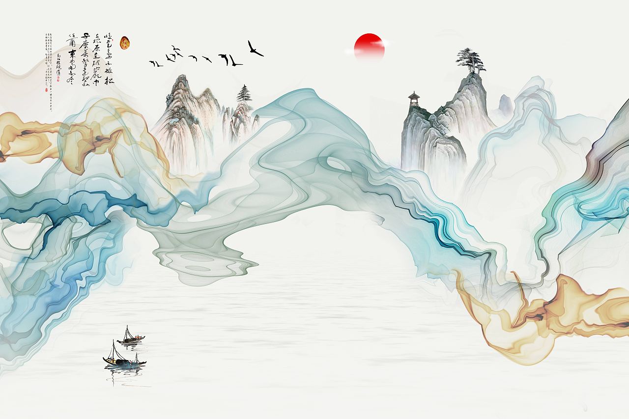 纱画、文创卷帘图案-山水01（图ZMjgxMzI3NzYw） - 图案 - 站酷设计师裕隆家居原创素材 - 站酷ZCOOL