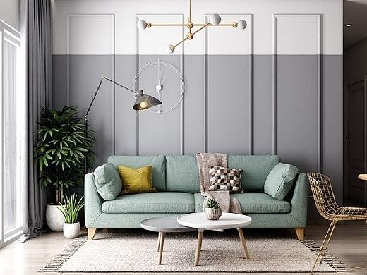 蓝灰色与薄荷绿 柔和的小空间 ​​​​