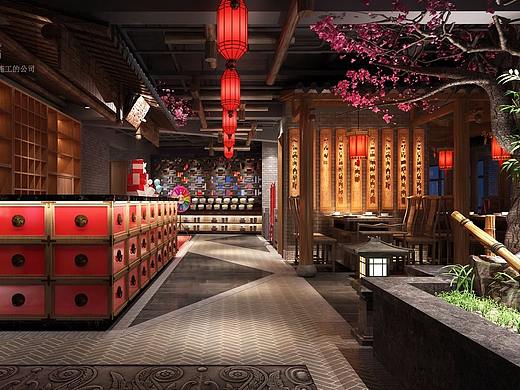 浙江湖州火锅店设计|中式风格火锅店【长兴潘府火锅店)