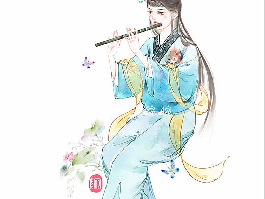 古风插画——笛语