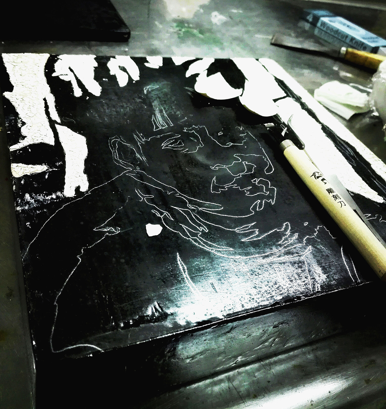 漆画作品《自画像》