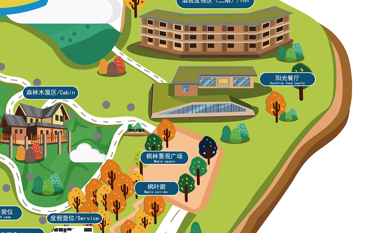 四川光雾山森林康养营地卡通手绘地图