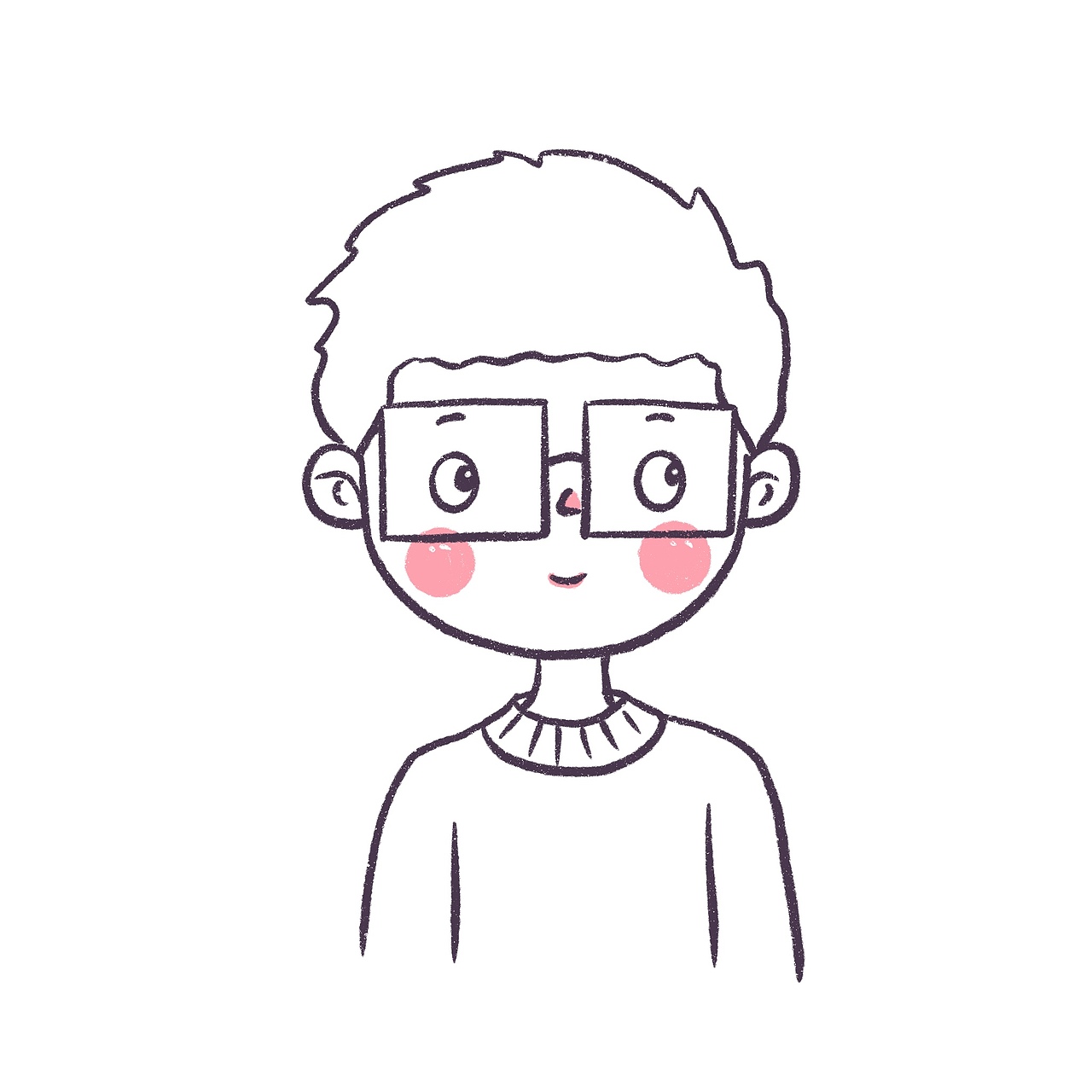 花栀子插画男生简笔画头像黑白头像