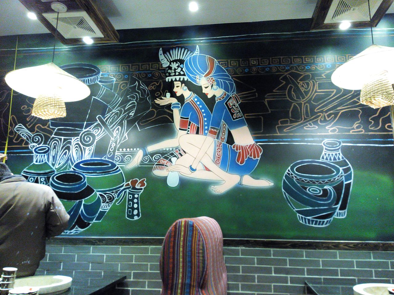 一组傣族风情墙绘作品