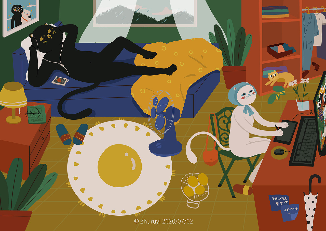 如果我不喜欢猫（图ZMjE3ODEzMTEy） - 艺术插画 - 站酷设计师少女前进吧原创素材 - 站酷ZCOOL