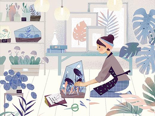 她的花房（个人主页-ZMjcyNzAzMDA=） - 商业插画 - 站酷设计师王小鲜Celine原创素材 - 站酷ZCOOL