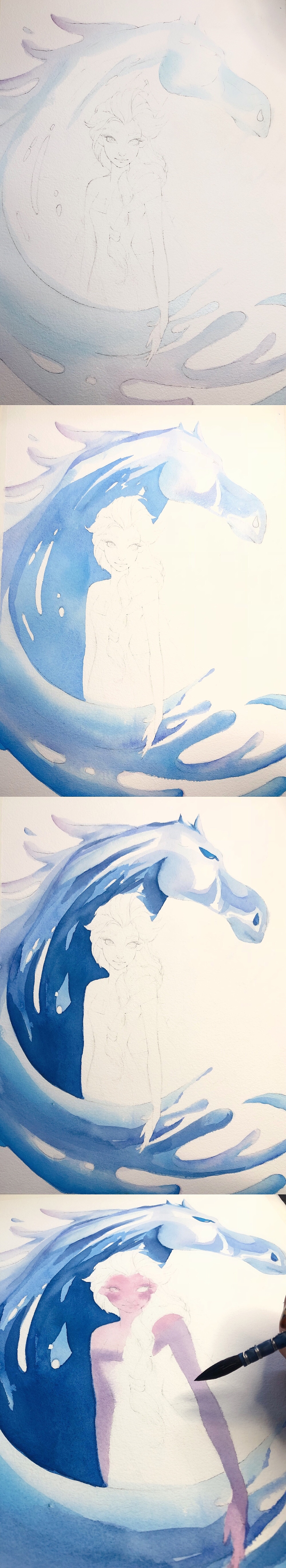 冰雪奇缘 水彩（图ZMTg2ODQ1ODc2） - 商业插画 - 站酷设计师树上没有_猫原创素材 - 站酷ZCOOL