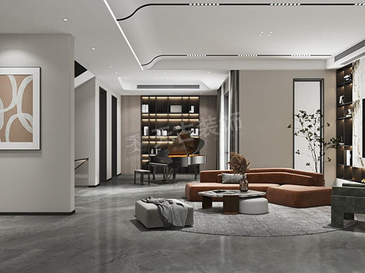 金科九曲河装修方案,550㎡联排别墅设计图(现代简约)