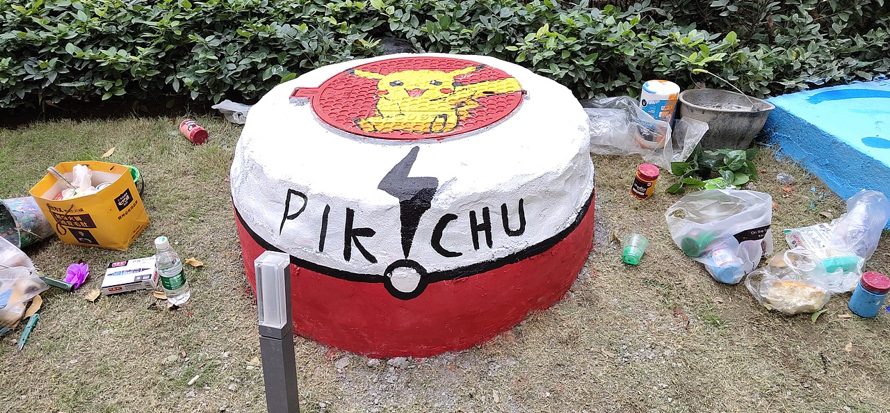 郑州墙绘装饰城市风景之-郑州云尚城小区井盖彩绘