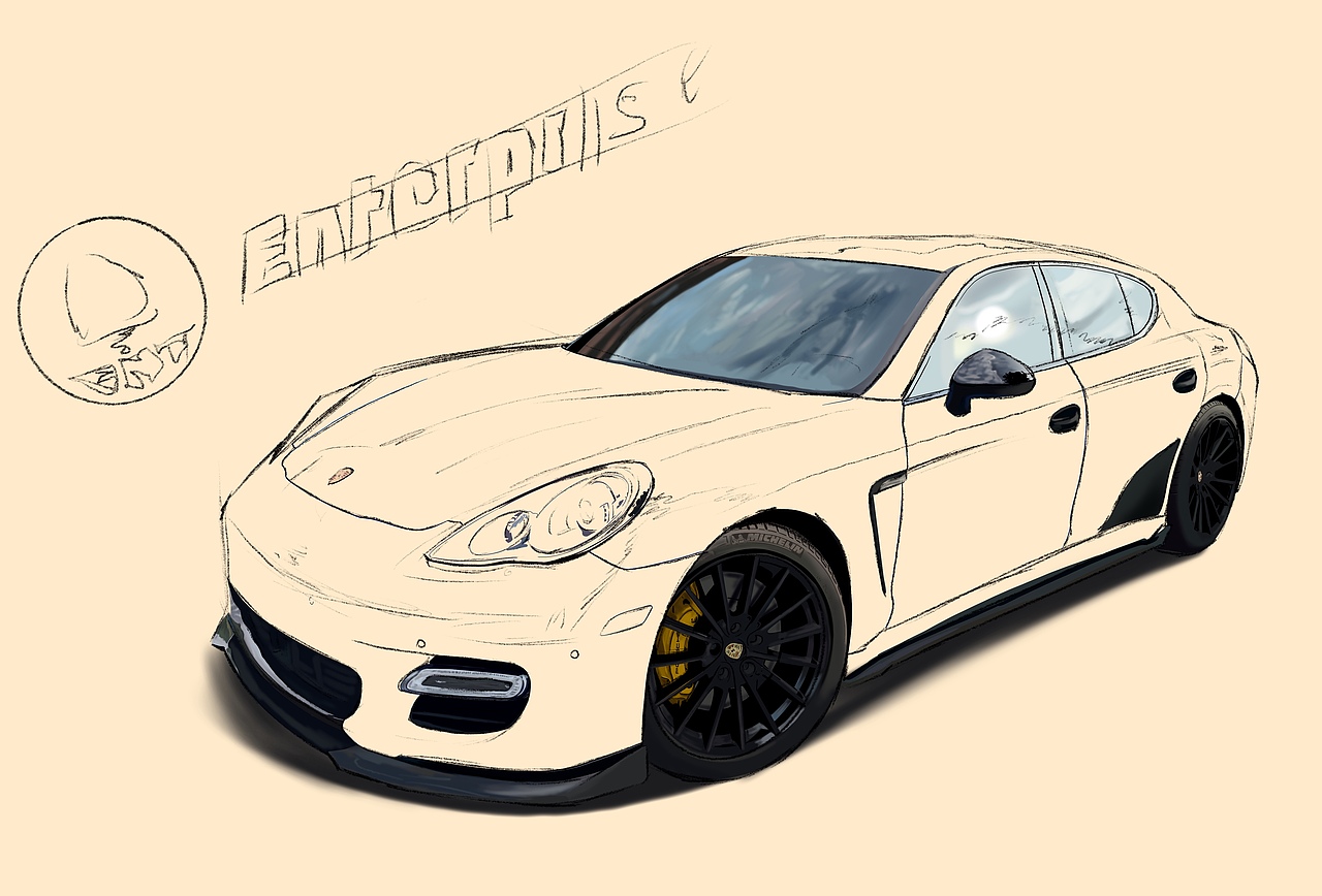 汽车手绘 保时捷帕拉梅拉