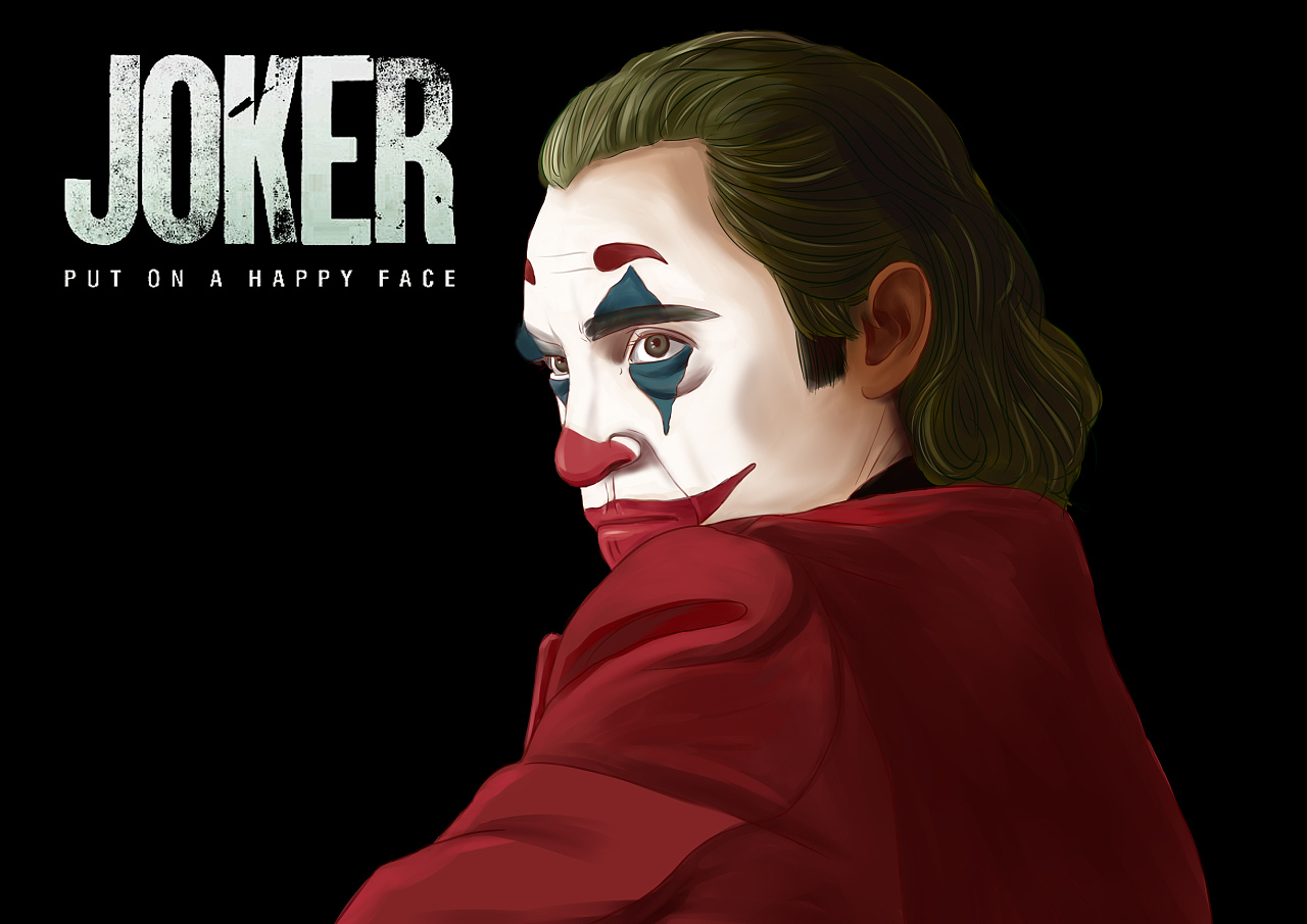 dc 电影海报同人插画 joker 小丑