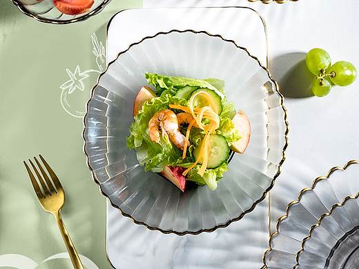 花朵玻璃碗盘 | 透明玻璃个性餐具 餐具摄影 南京摄影