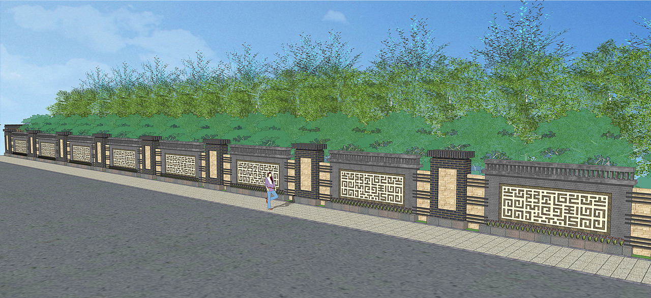 围墙一组（图ZNDY0NzU5NDA=） - 景观设计 - 站酷设计师糯米米米原创素材 - 站酷ZCOOL