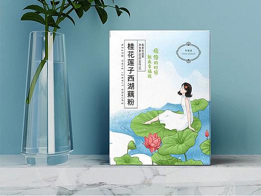 西湖藕粉手绘包装设计