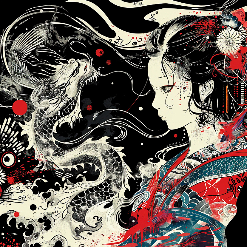 浮世绘风格插画