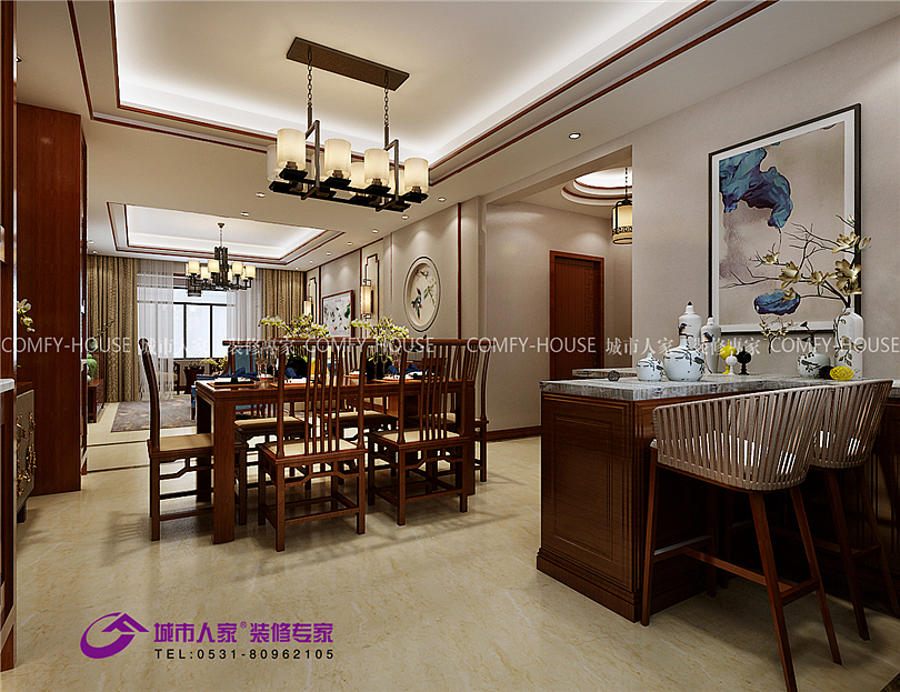 ​大户型鉴赏丨海珀天沅180平四室两厅新中式风格案例