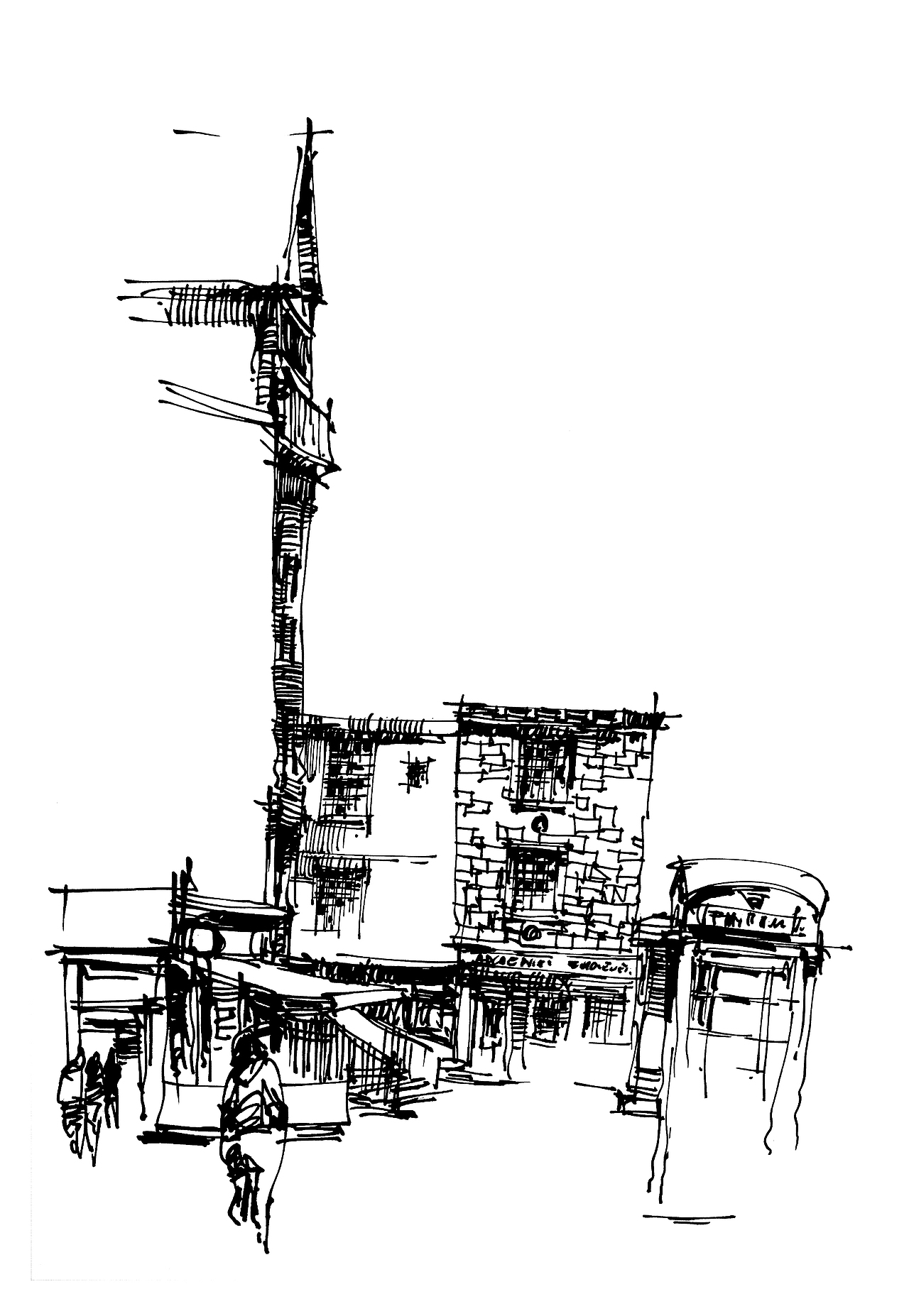 欧式街景钢笔速写