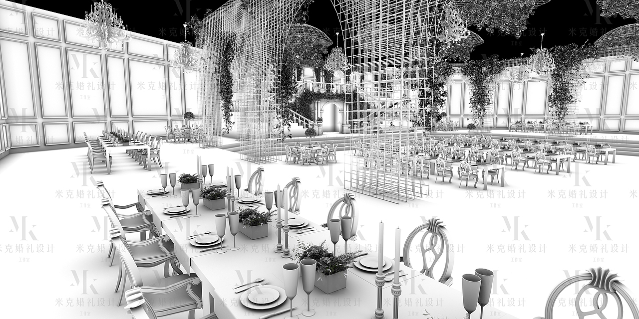 自然田园风奢华浪漫婚礼三维效果图（图ZMTc1NTI3ODg4） - 其他三维 - 站酷设计师米克婚礼设计原创素材 - 站酷ZCOOL