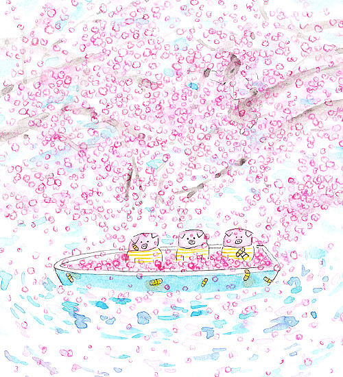 粉色樱花日系水彩插画|治愈系锁屏壁纸