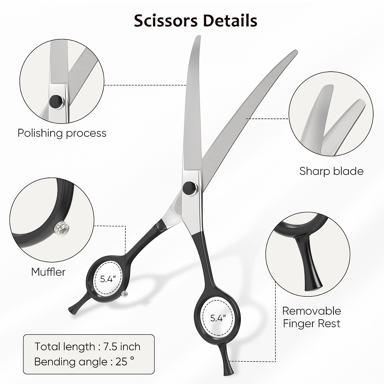 不锈钢宠物剪刀建模渲染-亚马逊套图-橱窗与A+工作纪录