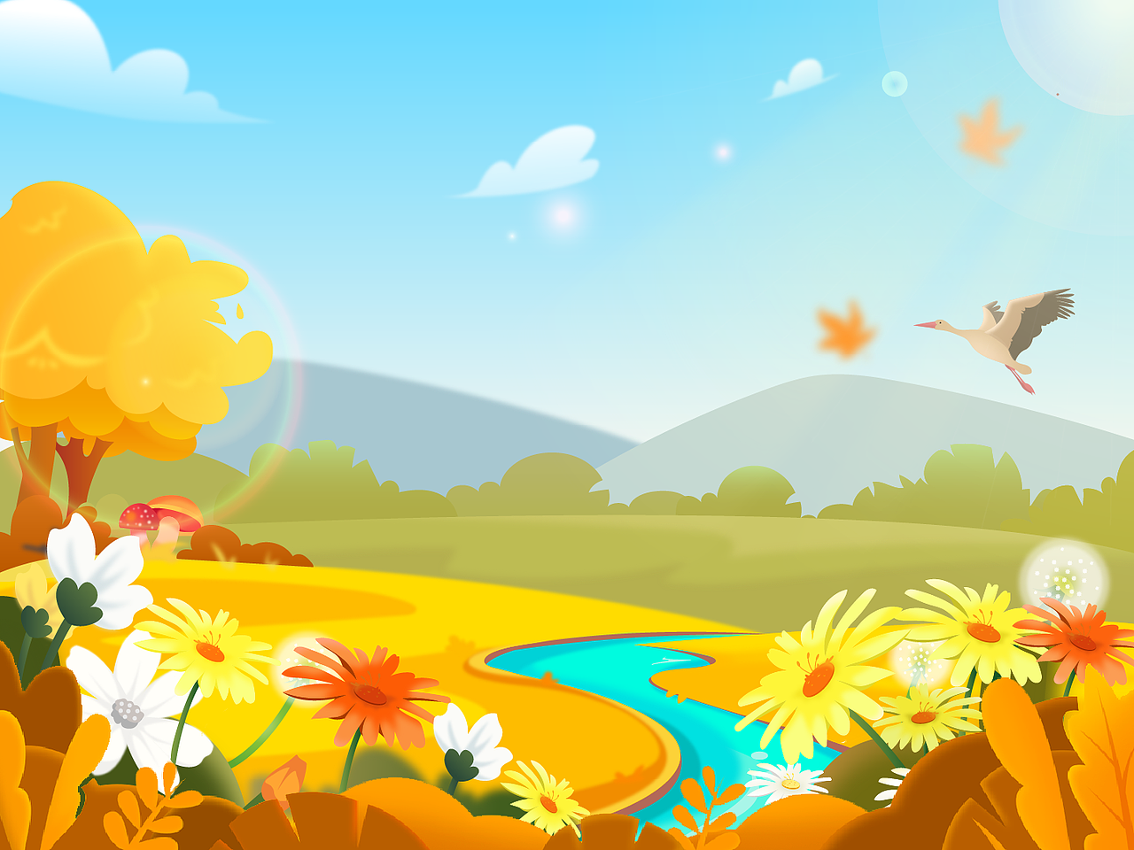 一组描写秋风萧瑟插画作品