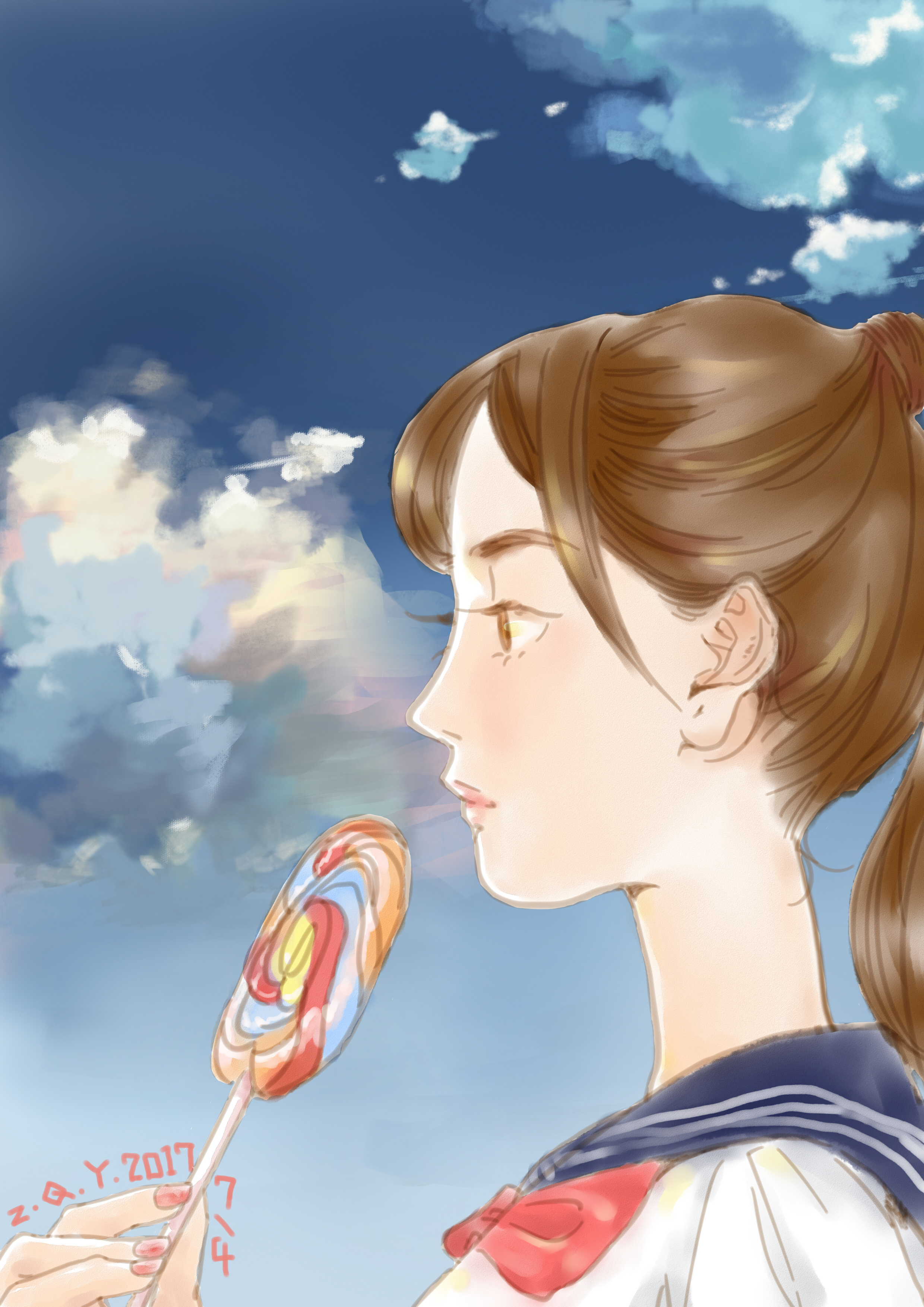 高中女生|插画|插画习作|野橙zz - 原创作品 - 站酷 (zcool)